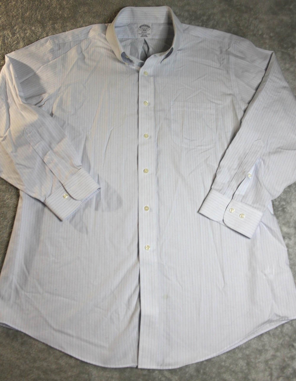 Brooks Brothers Shirt Mens 17.5 Blue Striped Regent Classic Fit Long Sleeve
